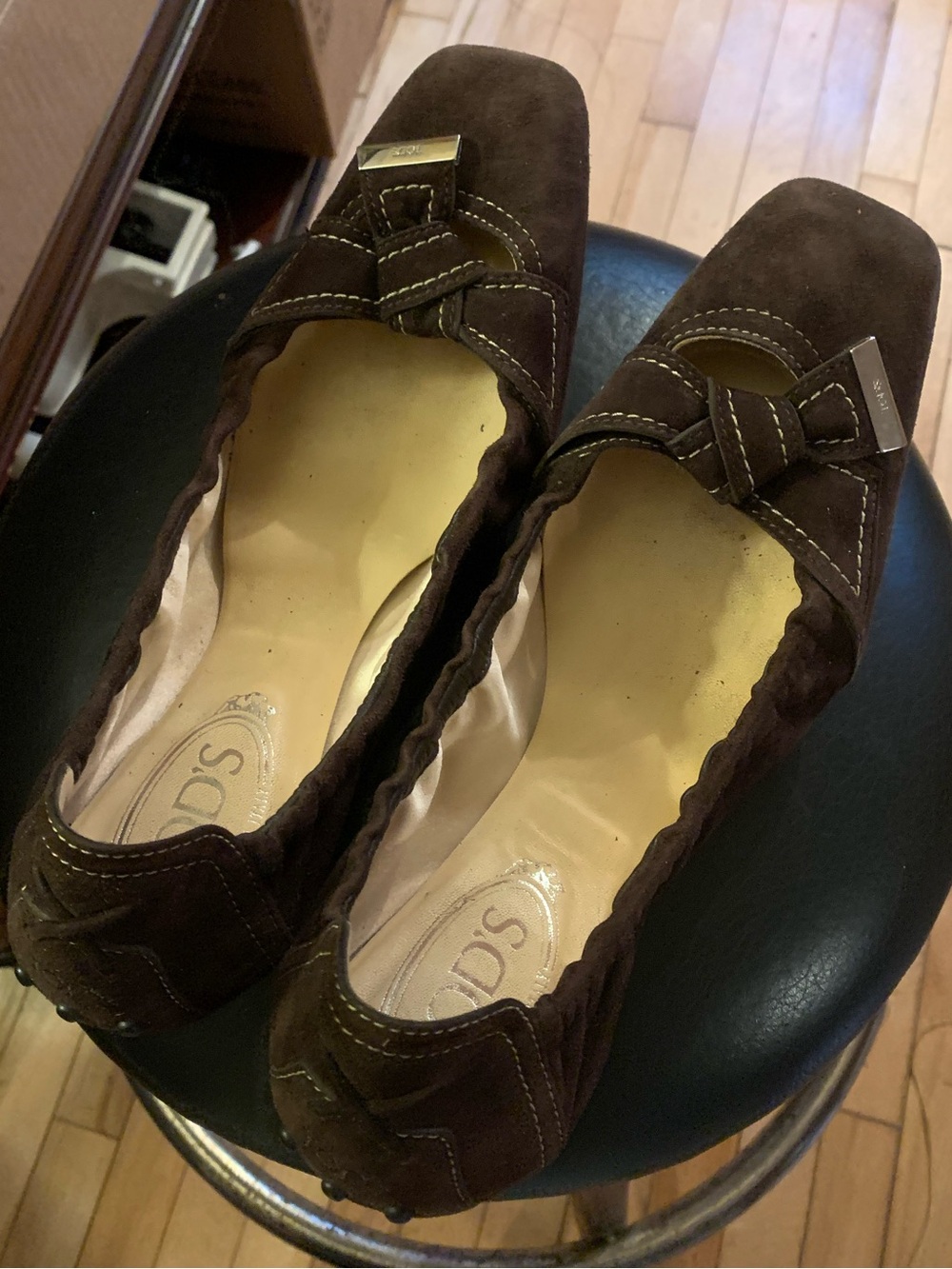 Tod's ballerina driving shoes 39.5 8.5 8 brown suede